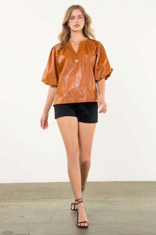 THML-TOP PUFF SLEEVE LEATHER ST - Image 3