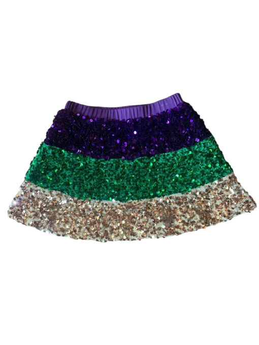 SKORT-PUR/GRN/GOLD SEQUIN