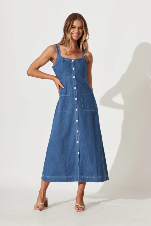 Margarette Denim Midi Dress - Image 7