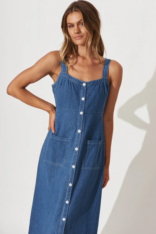 Margarette Denim Midi Dress - Image 6