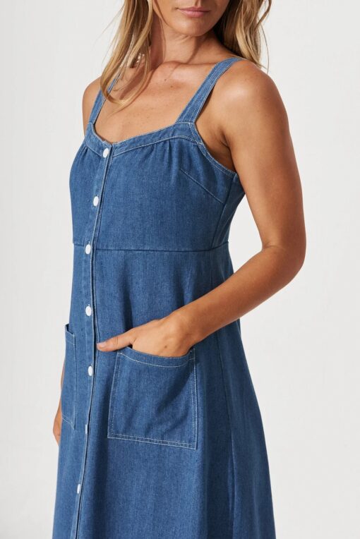 Margarette Denim Midi Dress - Image 3