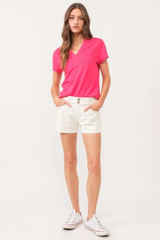 ANOTHER LOVE-TOP-ASHTON S/S V-NECK HIBISCUS - Image 2