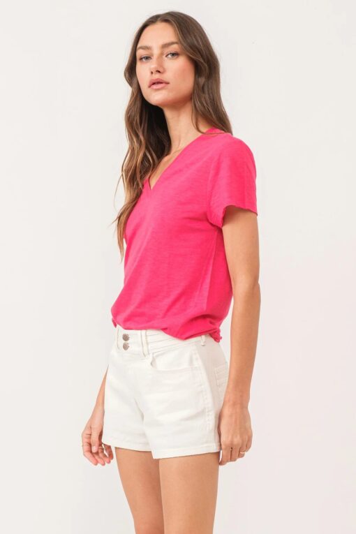 ANOTHER LOVE-TOP-ASHTON S/S V-NECK HIBISCUS - Image 4