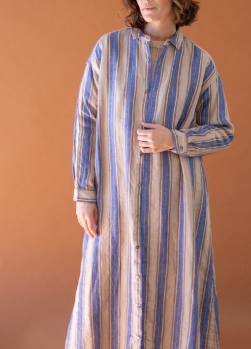 Ichi Antiquités Linen Stripes Shirt Dress - Image 3