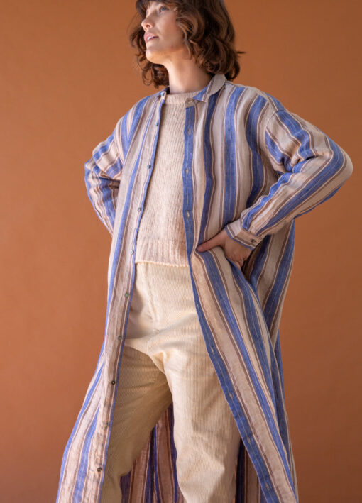 Ichi Antiquités Linen Stripes Shirt Dress - Image 4