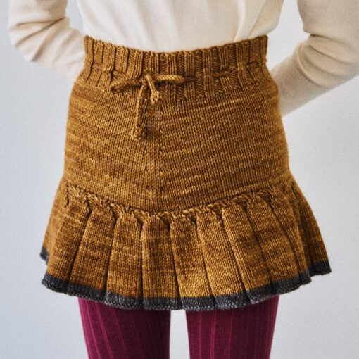 Hand Knit Merino Wool Skating Pond Skirt - Nutmeg/Bark - Image 2