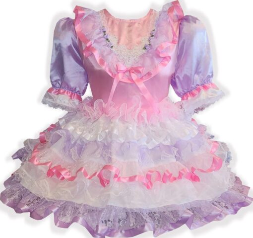 49.5" Ready to Wear Satin Lace Organza Ruffles Dress Adult Sissy Dress by Leanne's