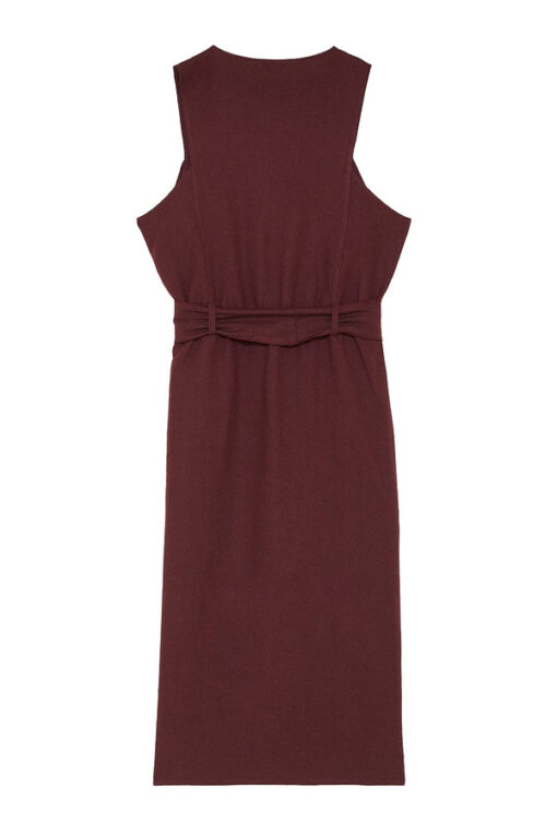 Slim midi dress dark plum in certified viscose - Image 2