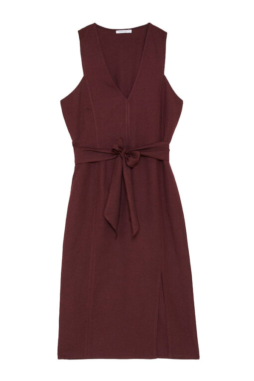 Slim midi dress dark plum in certified viscose