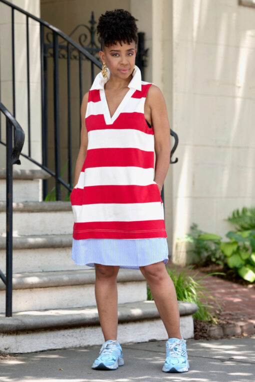 Wide Stripe Contrast Layer Mini Dress -FINAL SALE - Image 4