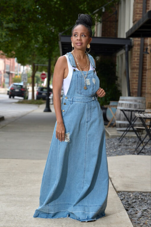 Denim Overall Maxi Dress - Image 2