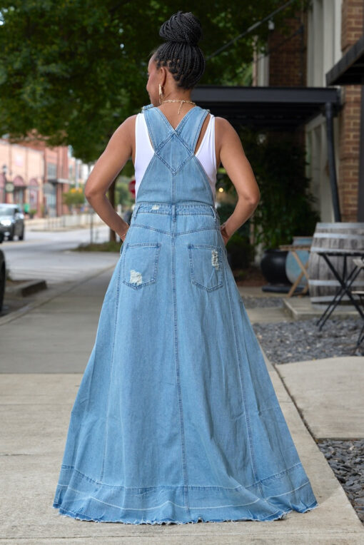 Denim Overall Maxi Dress - Image 4