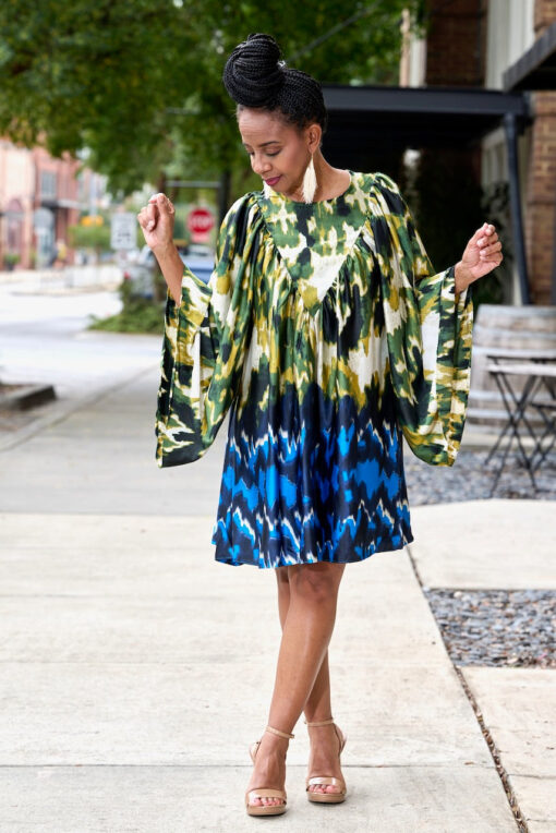 Ombre Animal Print Bell Sleeve Mini Dress - Image 2