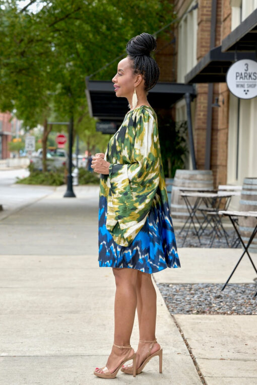 Ombre Animal Print Bell Sleeve Mini Dress - Image 3