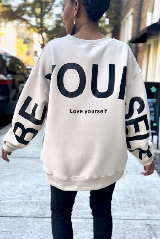 Be Yourself Oversize Sweatshirt -Cream (S-XL) - Image 3