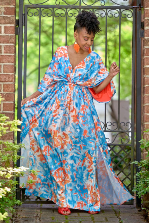 Fire & Ice Deep V Kimono Maxi Dress -FINAL SALE