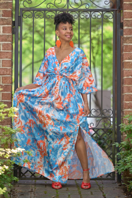 Fire & Ice Deep V Kimono Maxi Dress -FINAL SALE - Image 3