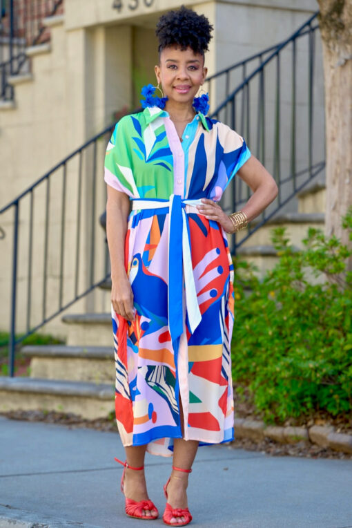 Tropical Belted Shirt Dress -FINAL SALE