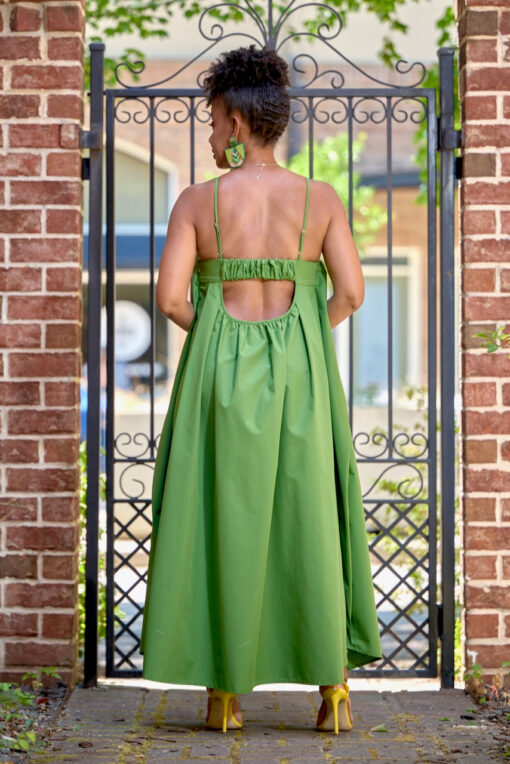 Open Back Midi Dress -Green -FINAL SALE