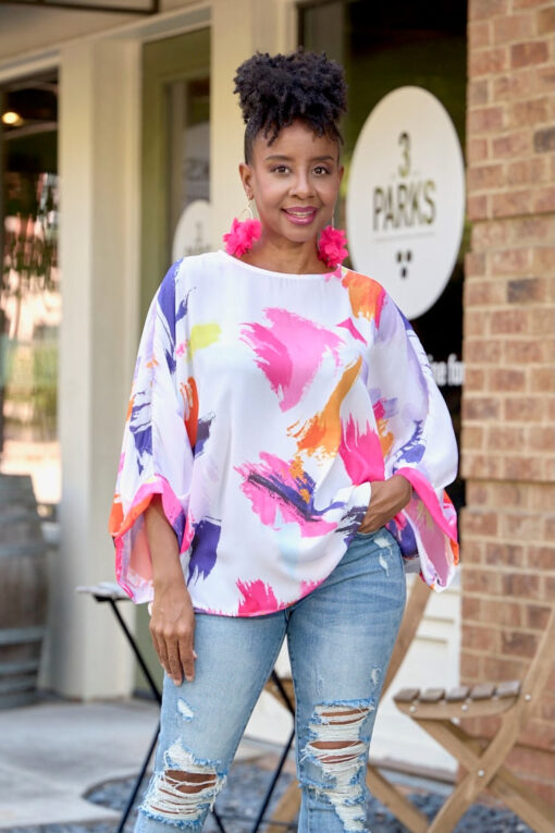 Brushstroke Dolman Sleeve Boxy Top -FINAL SALE