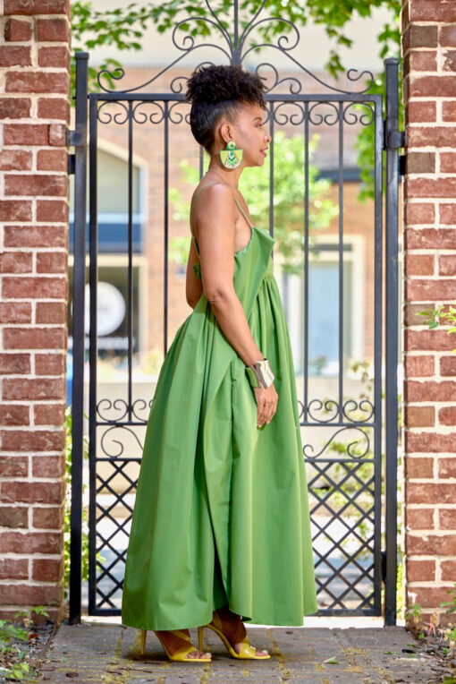 Open Back Midi Dress -Green -FINAL SALE - Image 4