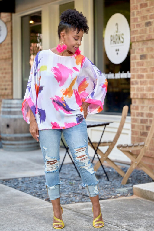 Brushstroke Dolman Sleeve Boxy Top -FINAL SALE - Image 3