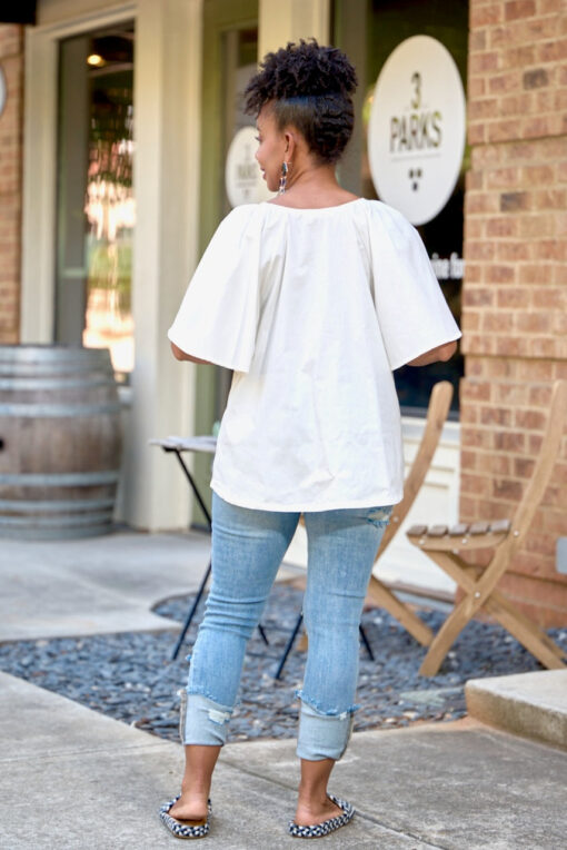 Flutter Sleeve Split Neck Top - Image 4