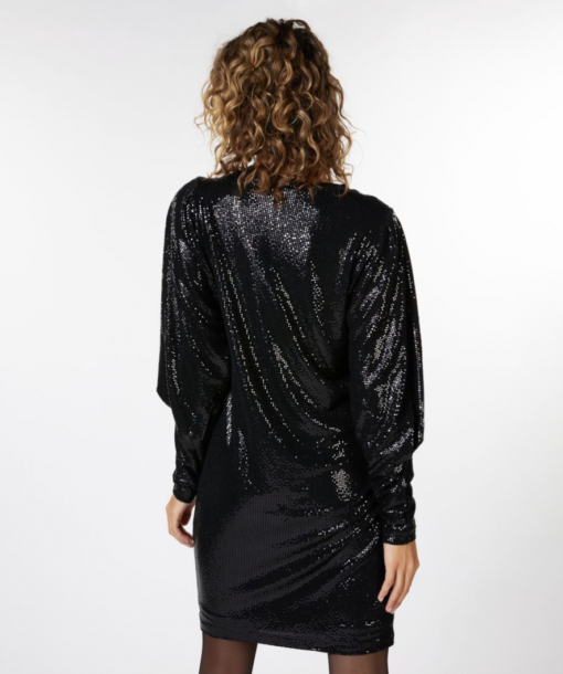 Esqualo- Sequin Stretch Dress in Black - Image 4