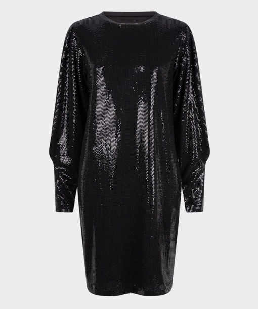 Esqualo- Sequin Stretch Dress in Black - Image 6