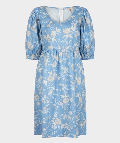 Esqualo- Puff Sleeve Dress in Blue Flower - Image 3