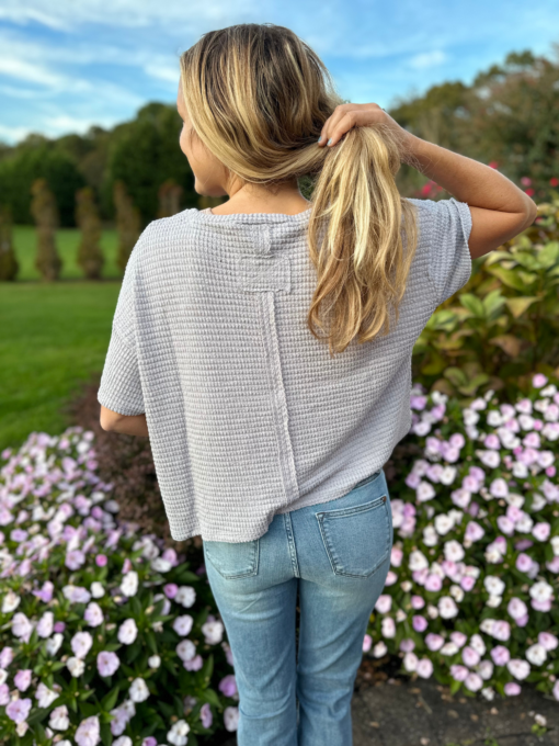 Heather Grey Short Sleeve Sweater - Image 3