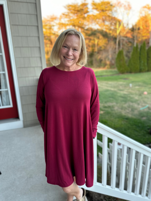 Cabernet Long Sleeve Flare Dress with Pockets - Image 2