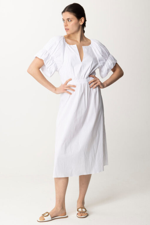 Midi dress in stretch cotton-blend poplin