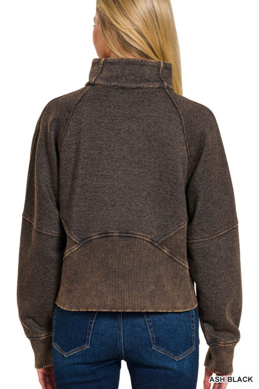 Plum Acid Wash Half Zip Pullover - Image 2