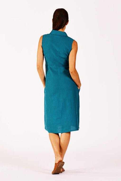 sleeveless striped linen blend dress - Image 4