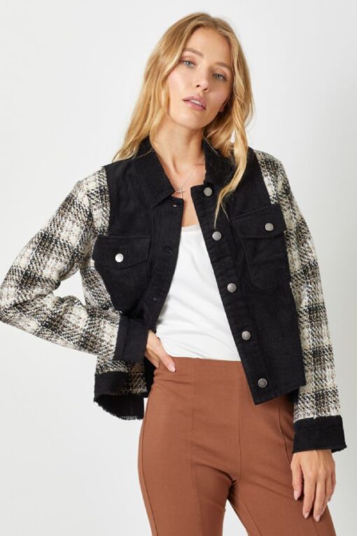 Black Plaid Corduroy Jacket - Image 2