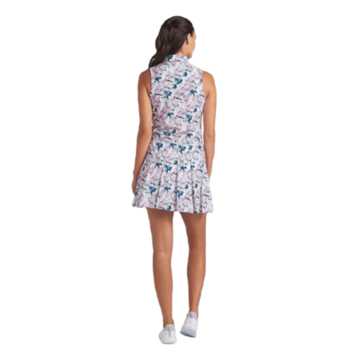 Puma Ladies Bloom Pleated Golf Dress - Pink/Blue/White - Image 3