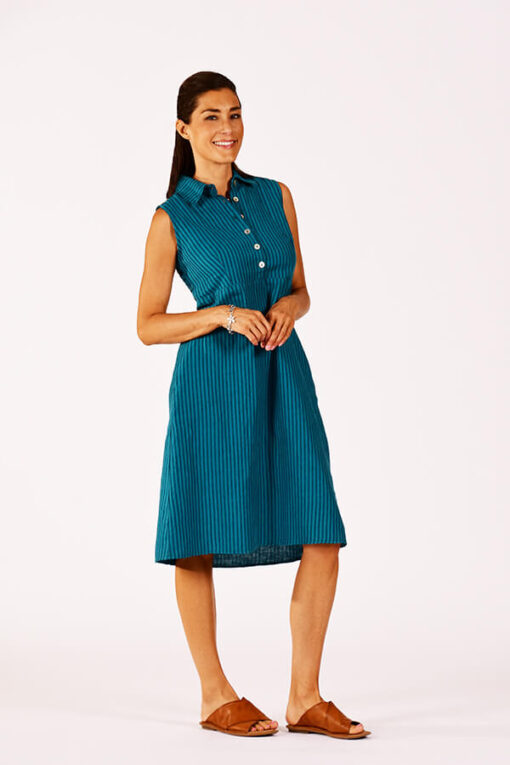 sleeveless striped linen blend dress - Image 3