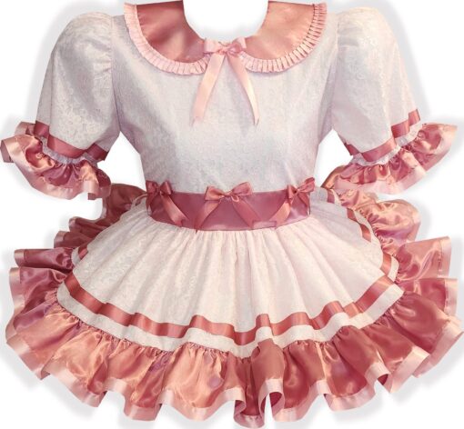 Tabetha Custom Fit Pink Rose Satin Lace Adult Sissy Dress by Leanne's