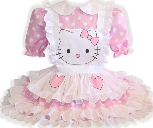 Hello Kitty Custom Fit Pink White Polka Dots Adult Sissy Dress by Leanne's