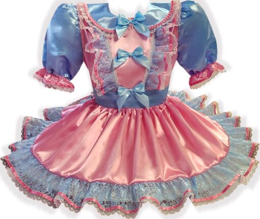 46" Ready to Wear Pink Blue Satin Lace Adult Sissy Dress by Leanne's