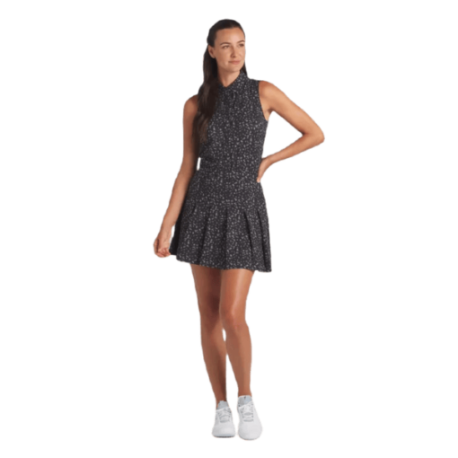 Puma Ladies Leopard Pleated Golf Dress - Black - Image 2