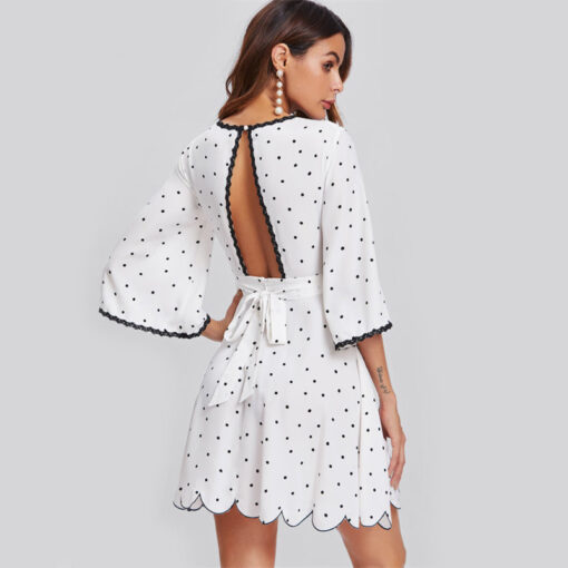 Scalloped Flare Polka Dot Summer Dress - Image 5