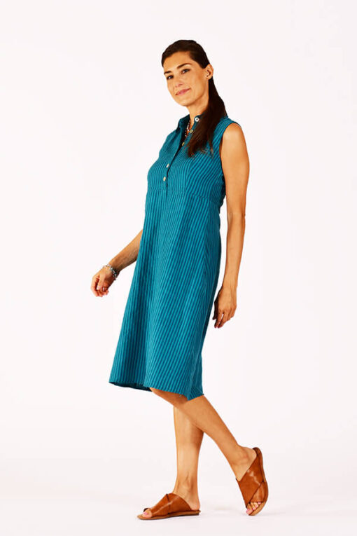 sleeveless striped linen blend dress - Image 2