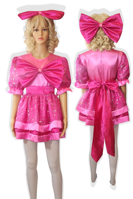 Marli Custom Fit Hot Pink Satin Giant Bow Hairbow Adult Sissy Dress by Leanne's