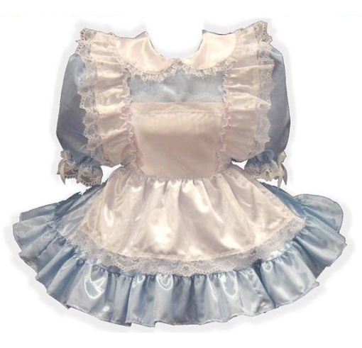 Alice Custom Fit Satin Adult Little Girl Baby Sissy Dress with Pinafore by Leanne's