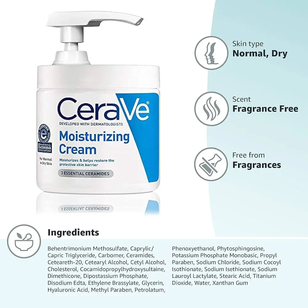 CeraVe Moisturizing Cream Combo Pack, Contains 16 Ounce with Pump 453ml - Image 3